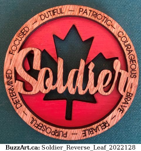 Dual layer ornament with a reverse Canadian flag leaf
